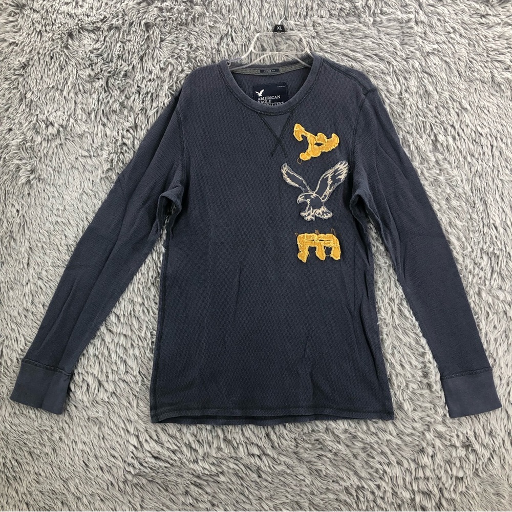 American Eagle Outfitters Shirt Men’s Large Vintage Fit Blue Thermal Long Sleeve